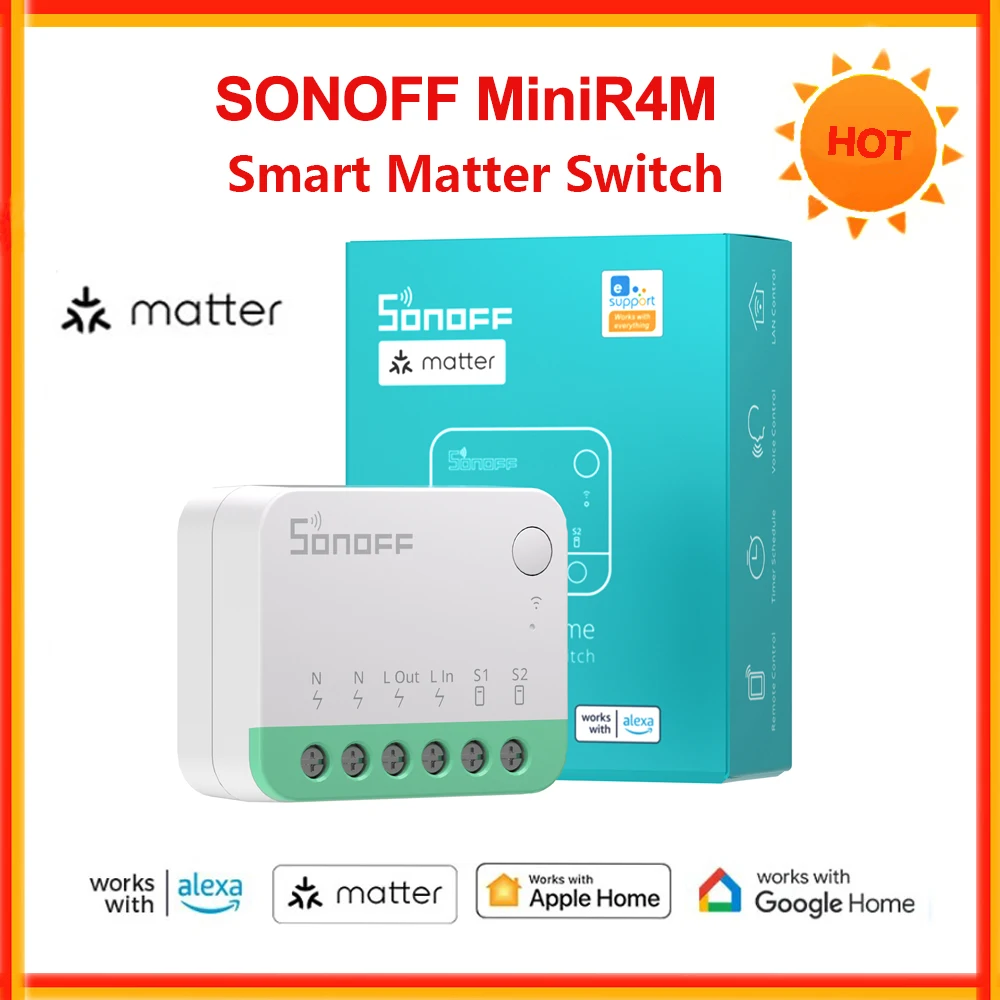 

Смарт-выключатель Sonoff Minir4m, Wi-Fi, для автоматизации умного дома