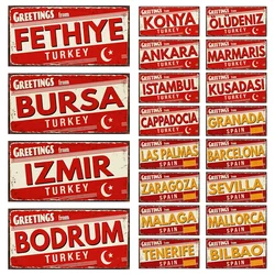 【YZFQ】 Turkey Istambul Spain City Vintage Metal Sign Decorative Plate  Wall Garage Home Decor Tourist Souvenir 30X15CM KL-0294A