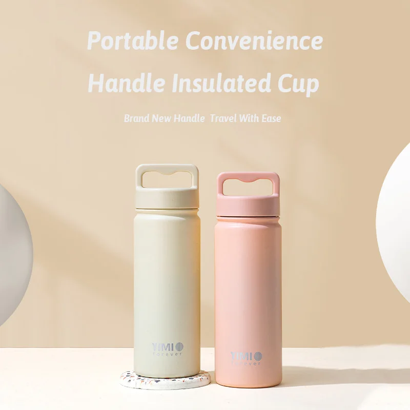 

New 316 Stainless Steel Thermos Bottle 600ml with Handle Portable Vacuum Cup Car Travel Thermal Keep Cold and Hot Water Bottle