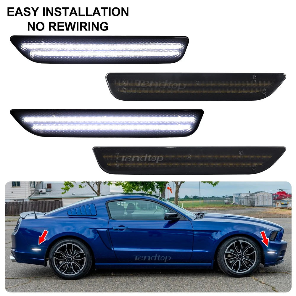 

4Pcs LED Car Side Marker Light Front Rear Bumper LED Fender Side Signal Lamp for Ford Mustang 2010-2014