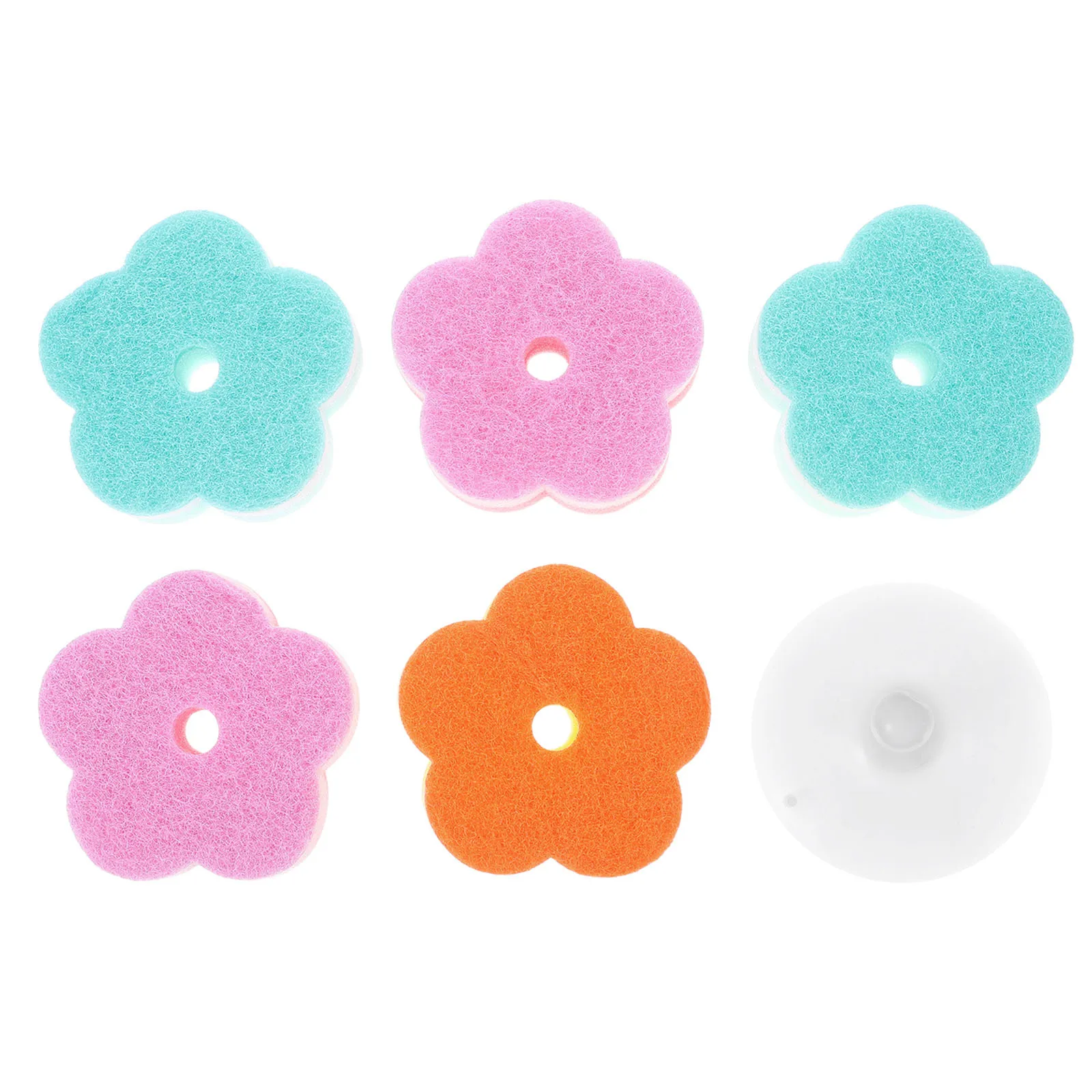

5pcs Flower Shape Scrub Sponges Non-Scratch Cleaning Sponge For Dishes Kitchen Car Multipurpose Reusable Washable Scouring Pads