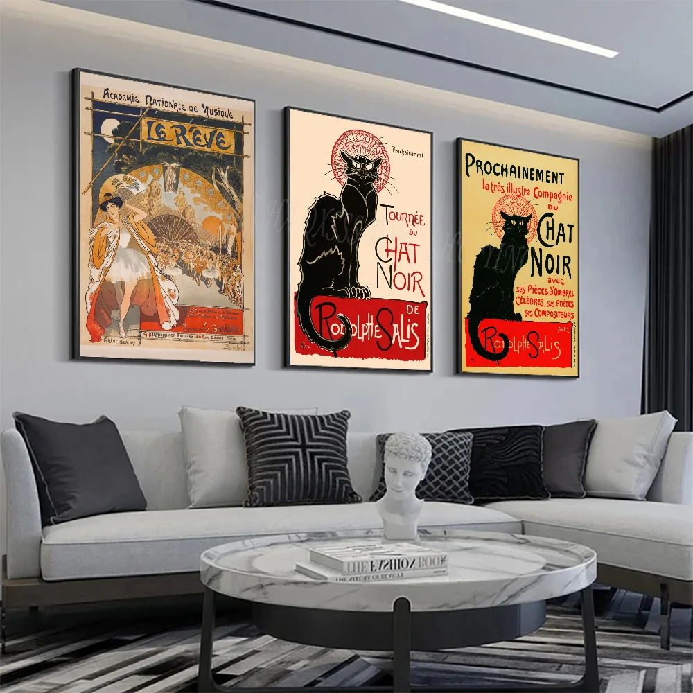 Vintage Le Chat Noir schwarze Katze 1896 schwarze Katze Kabarett Ai Poster HD Poster Home Room Bar Cafe Dekor Kunst Wandmalerei Bild