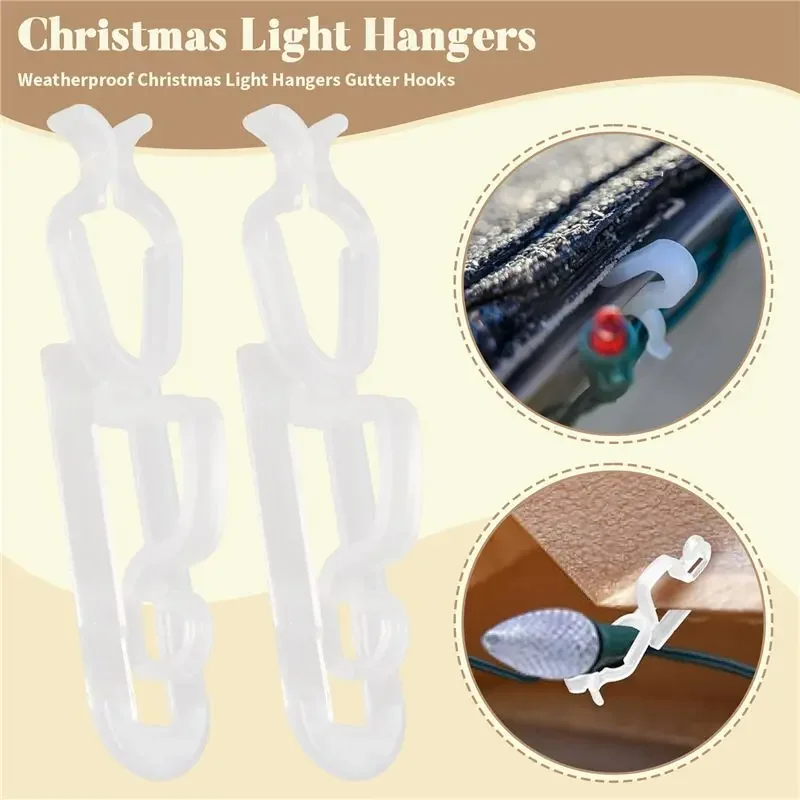 yesABDR-Christmas Light Clips All In One Clips 100Pack, Universal Gutter And Shingle Clip Hooks For Hanging C7, C9 And Lights