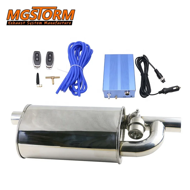 Silver Car Exhaust Muffler Upgrade Valvetronic Design 51mm Cutout Stainless Steel Butterfly Exhaust Valve Switch Control Kit