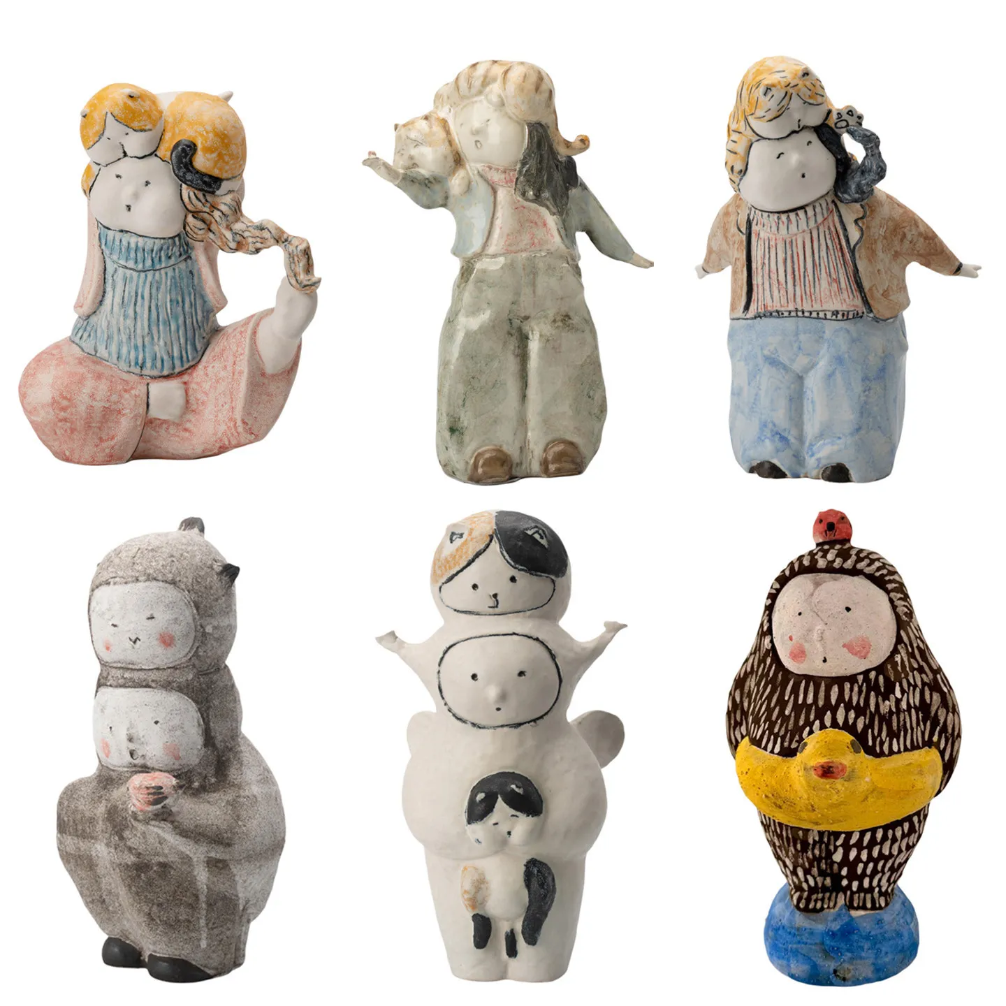 Ceramic handmade painting fun abstract creative figure art sculpture ornament children's room living room decoration