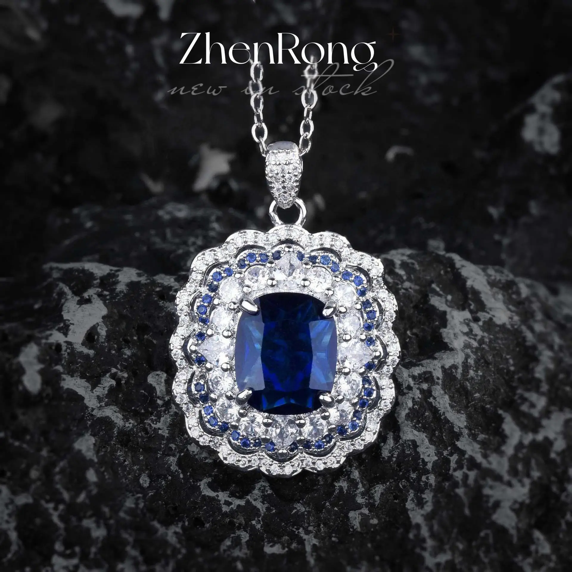 Foydjew Luxury Designer Jewelry Simulation Royal Sapphire Bride Wedding Jewelry Sets Pendant Necklaces Stud Earrings Rings