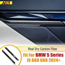 AFDT For BMW 5 Series G60 G68 530 530Li i5 m60 2024+ Real Carbon Fiber Car Interior Front Door Panel Strips Sticker Trim