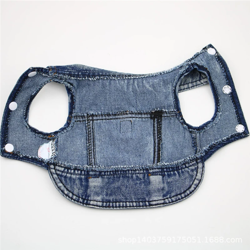 Dog Jean Jacket with Leash D Ring for Walking Denim Harness Coat Lapel Vest Cowboy Clothes Outfits for Small Medium Dogs