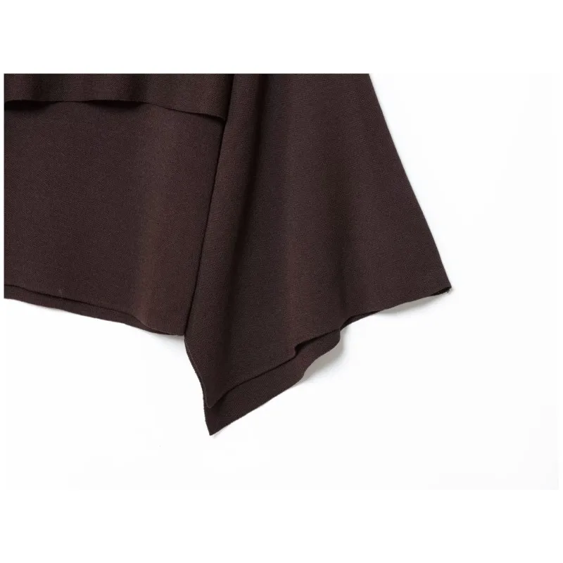 レディースニットケープトップ、秋用ルーズボートネック無地ニットセーター、ロングケープスリーブプルオーバー、女性用Y2Kオーバーサイズクロップトップ