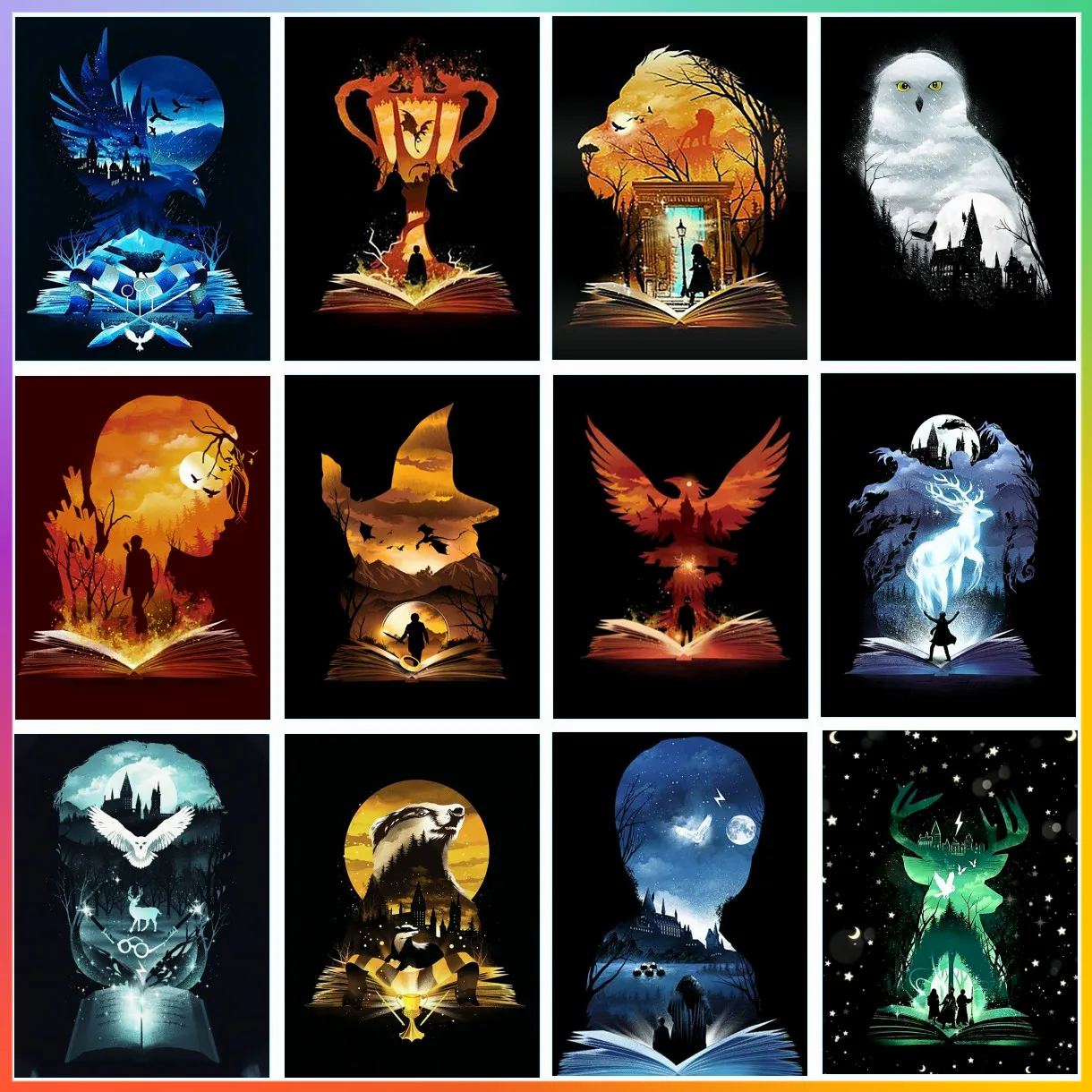 Kit de Rompecabezas de Harry Potter, Manualidades, Arte 5D, Pintura de Diamantes, Mosaico, Decoración de Escuela de Magia, Pixel Art para Hogar, Jardín, Habitación, Grande