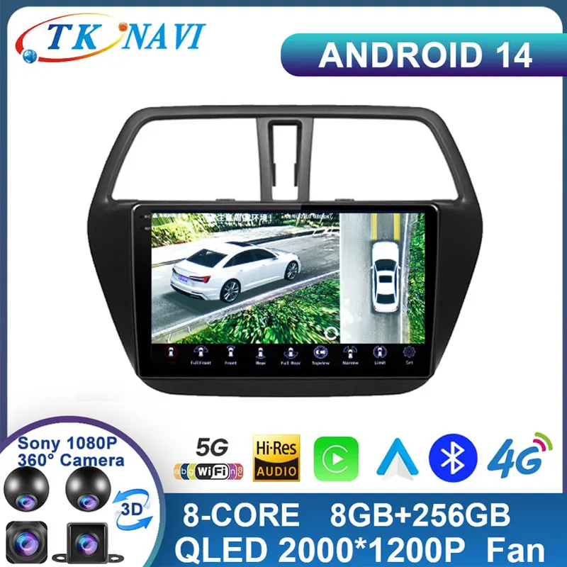 

Android 14 для Suzuki S-Cross SX4 2014 2015 2016 2017 Авторадио GPS мультимедийный плеер стерео Carplay DVD головное устройство WIFI 4G DSP