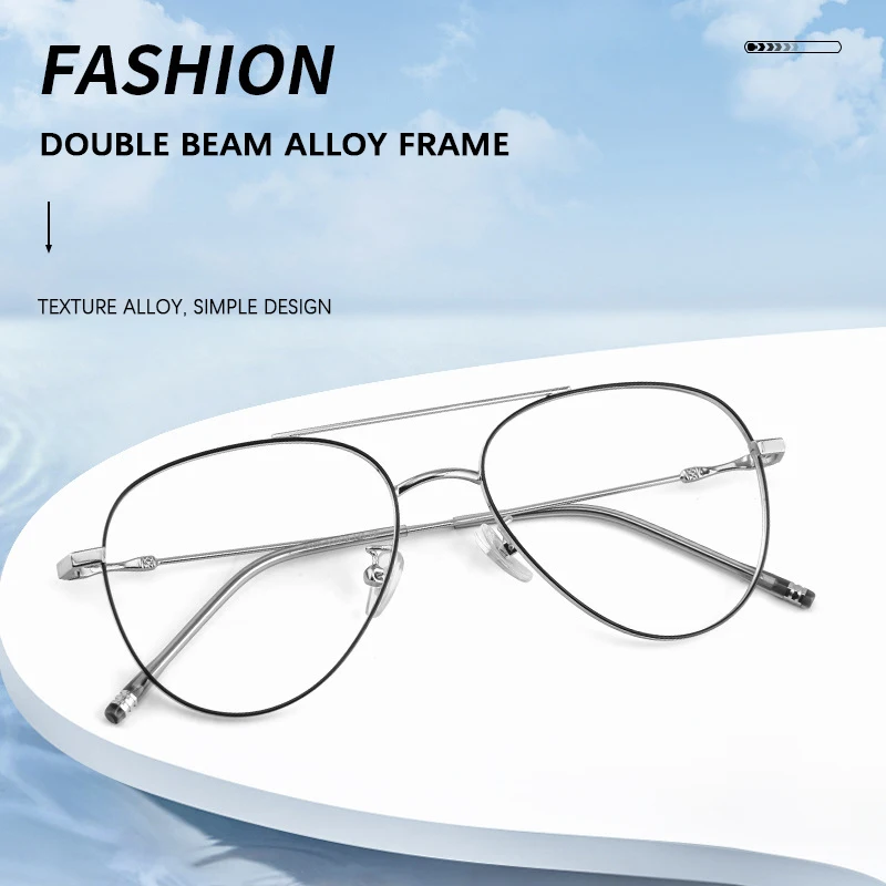 2025 New Fashion Luxury Eyeglasses Vintage Double Beam Aviator Reading Glasses Comfortable Prescription Eyewear Frame Men Women