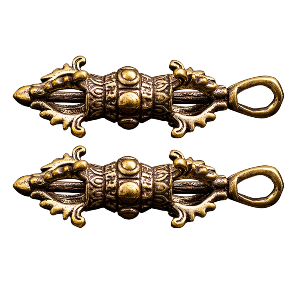 

2 Pcs Vajra Pestle Pendant Vintage Keychain Retro Pendent Brass Wear Resistant Symbol Jewelry Making Decor