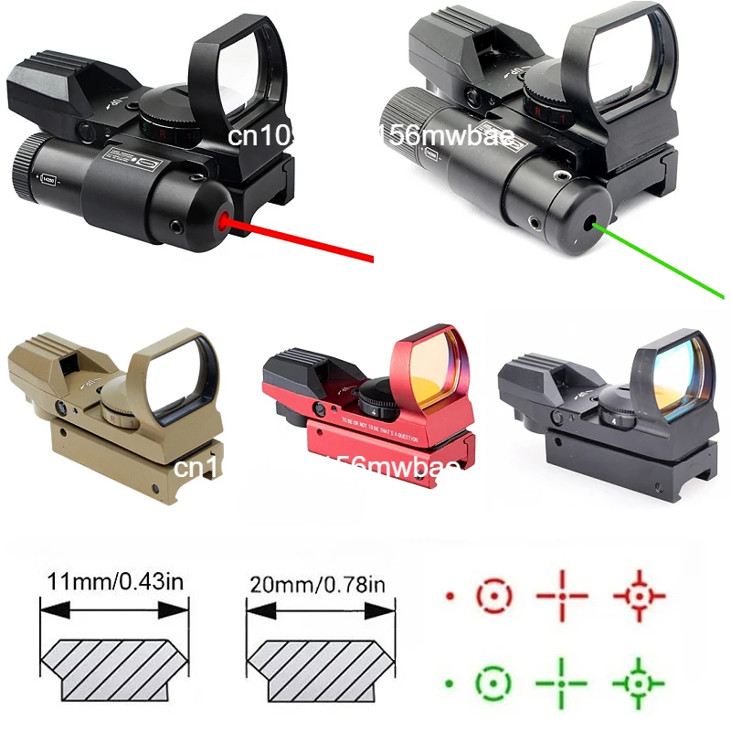 Hot 20mm Rail Riflescope Hunting Optics Holographic Red Green Dot Sight Reflex 4 Reticle Tactical Scope Collimator Sight