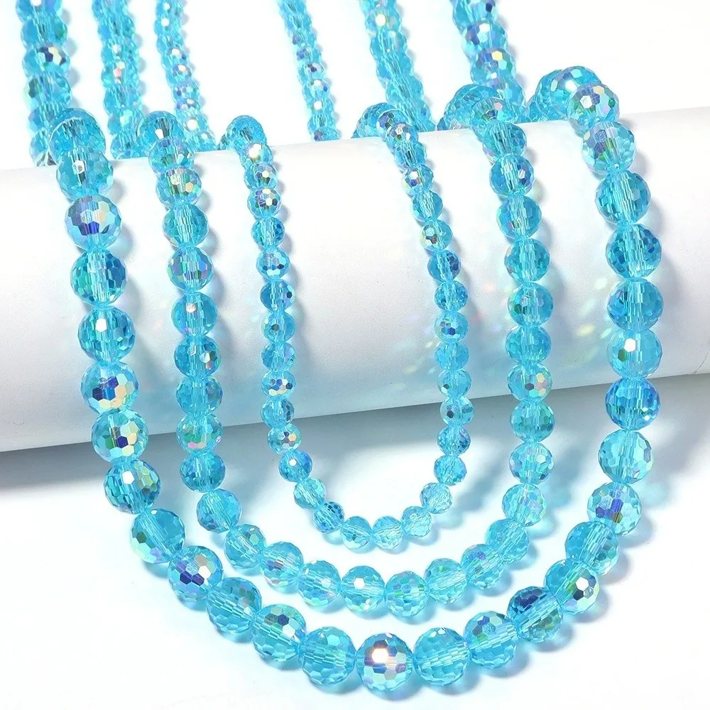 6/8/10mm Sizes Faceted Glass Beads 96-faceted Plating Clear Crystal Earth Beads Pink Blue Faceted Cut Style Loose Spacer Beads