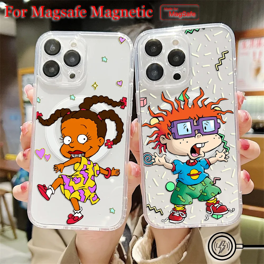 Cartoon Funny Magsafe Magnetic Phone Case for R-Rugrats iPhone 16 15 14 13 12 11 8 7 Plus Pro Max XR XSMax Soft Clear Tpu Cover