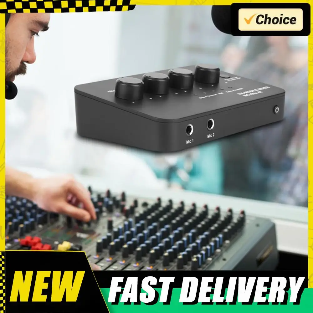 Compact Karaoke Audio Mixer AUX IN/OUT BT Connection Dual Mic Inputs Digital Audio Sound Karaoke Machine for TV/PC & Amplifier