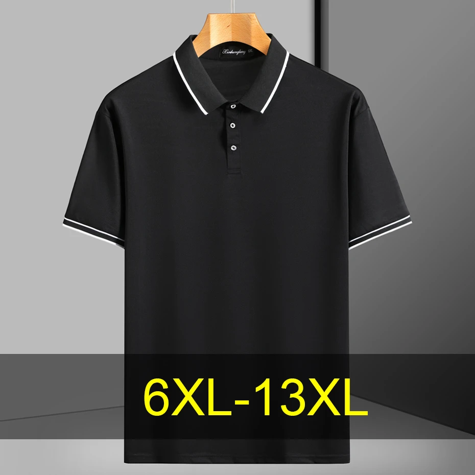 

Summer Short Sleeve Polo Shirts Men 13XL Plus Size Polo Shirts Fashion Casual Solid Color Polo Shirts Summer Tops Big Size