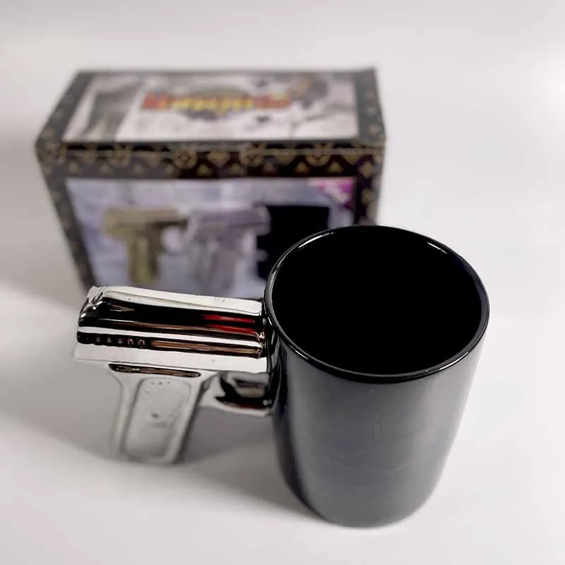 Taza Creativa de 320 ml, Taza de Café con Asa de Pistola Desert Eagle, Taza de Café con Asa en Relieve 3D, Tazas de Café con Diseño de Pistola, Regalos Divertidos y Novedosos