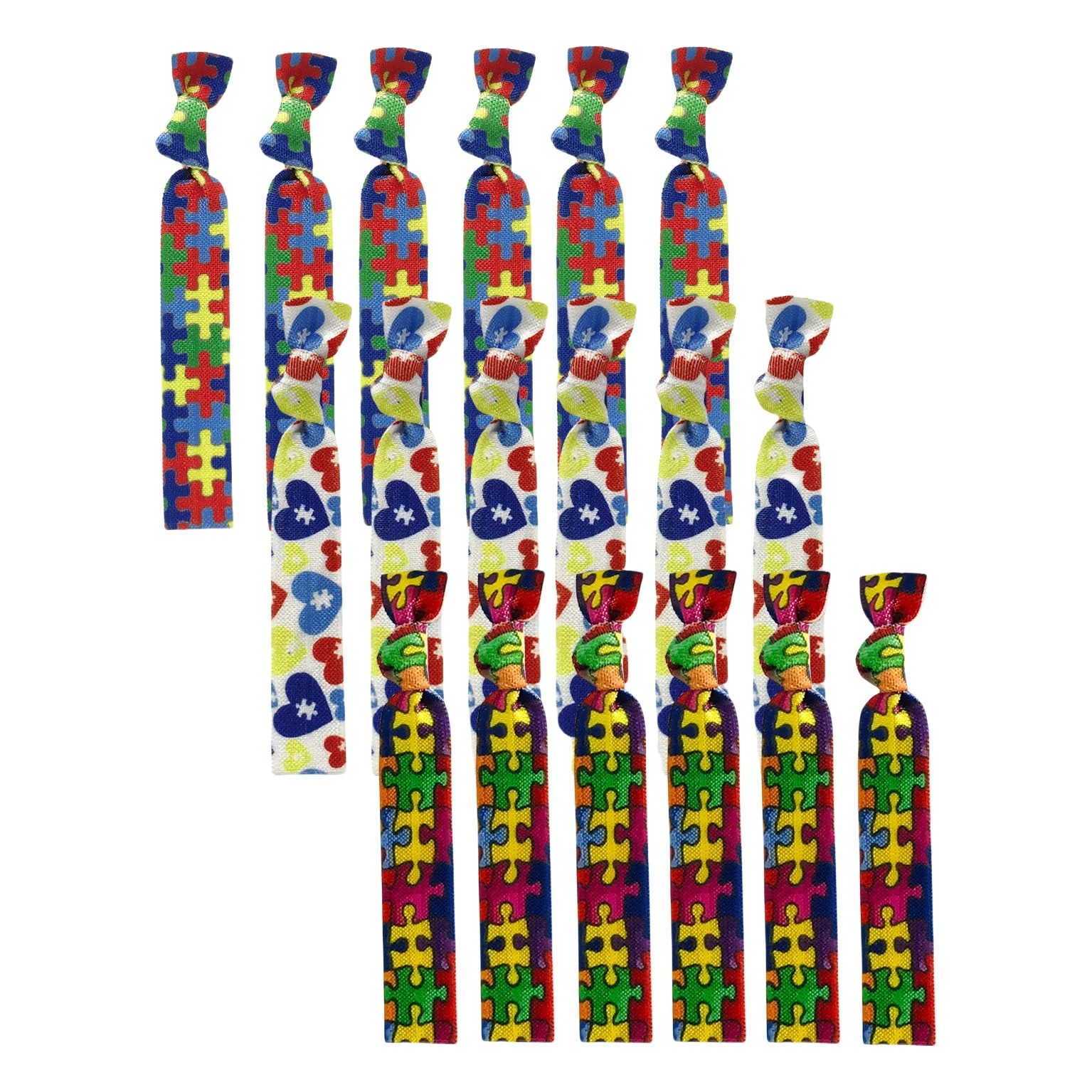 50Pcs/200Pcs Autism Print Elastic Hair Bands Wholesale Autism Awareness Ponytail Holder Girls Hair Accessories Headband Set