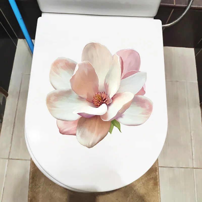 M486 Pink Rose Romance Toilet Sticker Bathroom Toilet Cover Sticker Wall Stickers Wc For Home Decoration