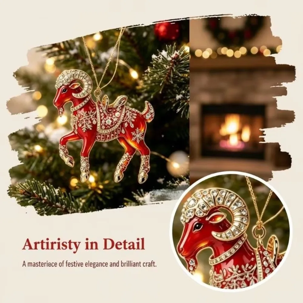 2D Flat Goat Hanging Ornament Acrylic Artificial Rhinestone Animal Hanging Decoration Embossed Pattern Simulation