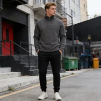 Men's Hoodies Sweatshirts Thicken Warm Fleece Tracksuit for Men Zipper Neck Pullover Men's Winter Clothing Soft Shell Men Hoodie 4