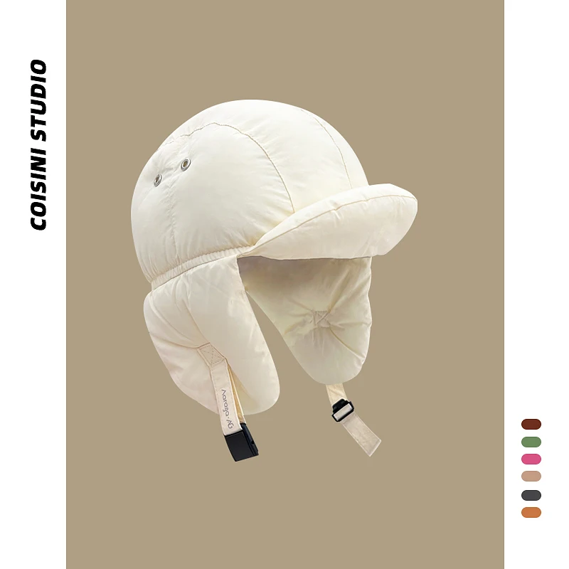 한국 인기 패딩 봄버 모자, 두꺼운 따뜻한 귀 보호, 캐주얼 다목적 비행 모자, 남성용 가을 및 겨울