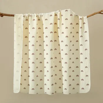 Manta envolvente de crepé neutro para las cuatro estaciones, Material de algodón puro, impresión suave y amigable con la piel, uso multifuncional