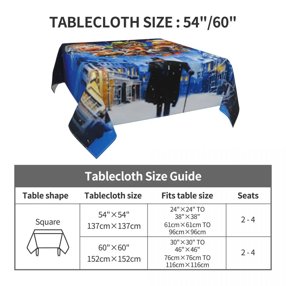 Muppet عيد الميلاد كارول مقاوم للماء مفرش المائدة مربع مفرش طاولة مقاوم للزيت لأحداث المطبخ غطاء طاولة الطعام