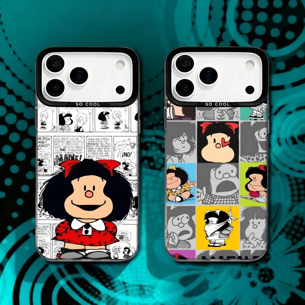 

M-MafaldaS Cute Phone Case For iPhone 17,16,15,14,13,12,X,8,Pro,Max,Plus,SE4,Air,Mini Black Matte Durable Hard