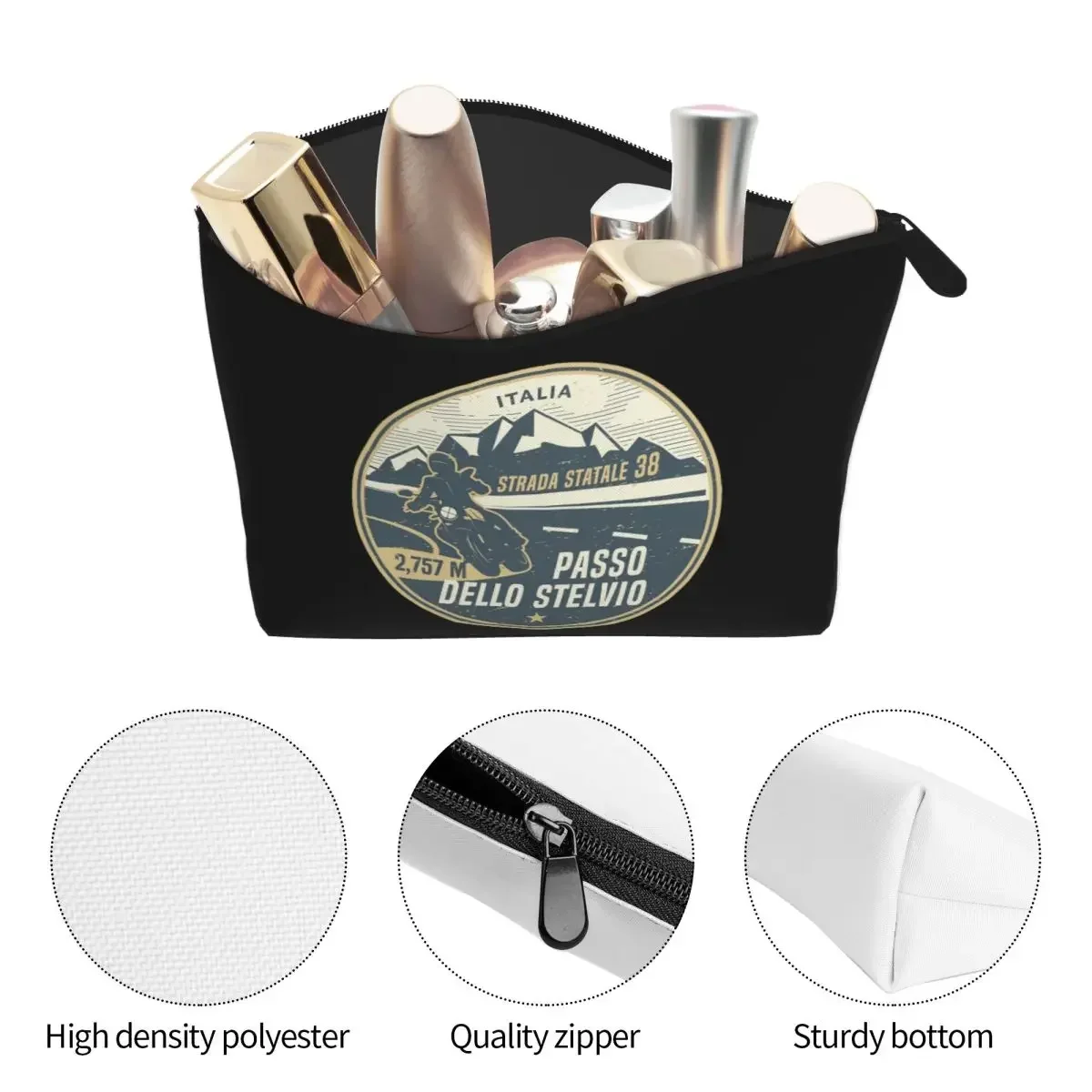 Stelvio Pass, Italy Women Cosmetic Bag Travel Makeup Organizer Pouch Toiletry Storage Dopp Kit Box