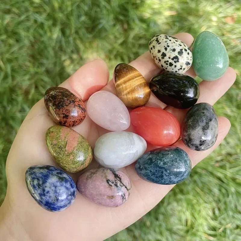 10PCS Random Models of Natural Stone Crystal Agate Dongling Stone Small Egg- Mineral Bird Egg Stone