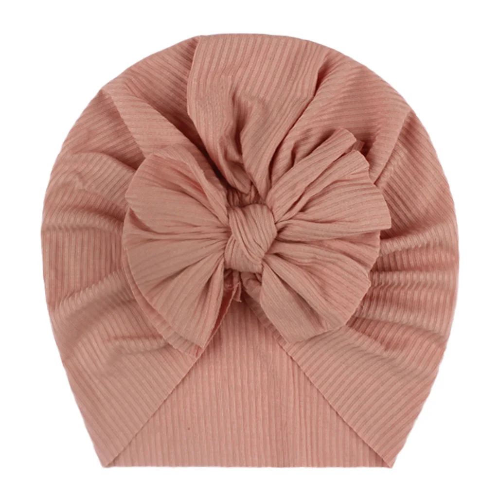 Toddlers Infant Baby Boys Girls Turban Warm Hats Soft Elastic Big Bow Knotted Headwrap Newborn Hospital Caps