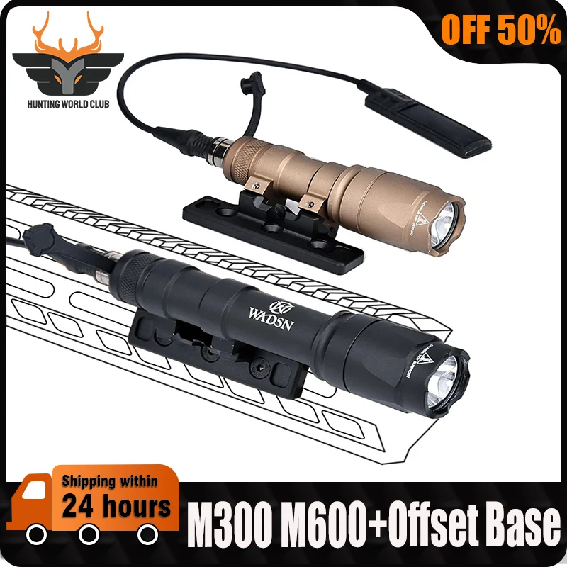 WADSN M300A M600C Metal Flashlight White LED Scout Light Offset Adaptive Mount For KeyMod M-LOK Rail Hunting Weapon Parts Base