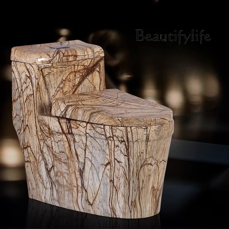 N46 Wood grain toilet, flush toilet, marble pattern, color personalized toilet, super swirl water-saving large diameter