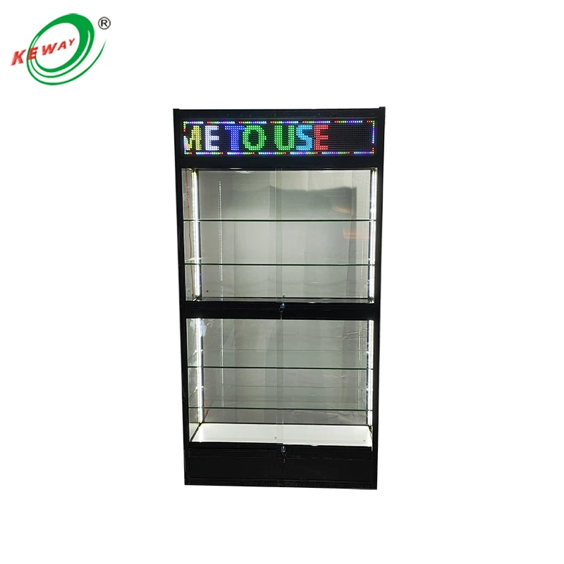 Keway Wholesale Custom Lockable Sliding Door Vitrine Perfume Display Cabinet Retail Shop Tempered Glass Display Cabinet