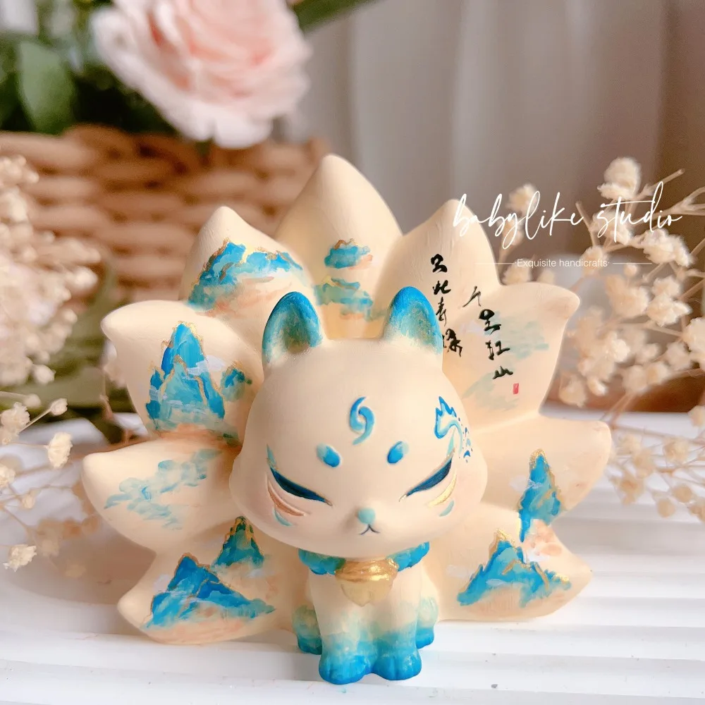 Aromatherapy Plaster White Blank Model DIY Coloring Sculpture Nine-tailed Fox Desktop Ornament DIY Painting Figurines Crafts