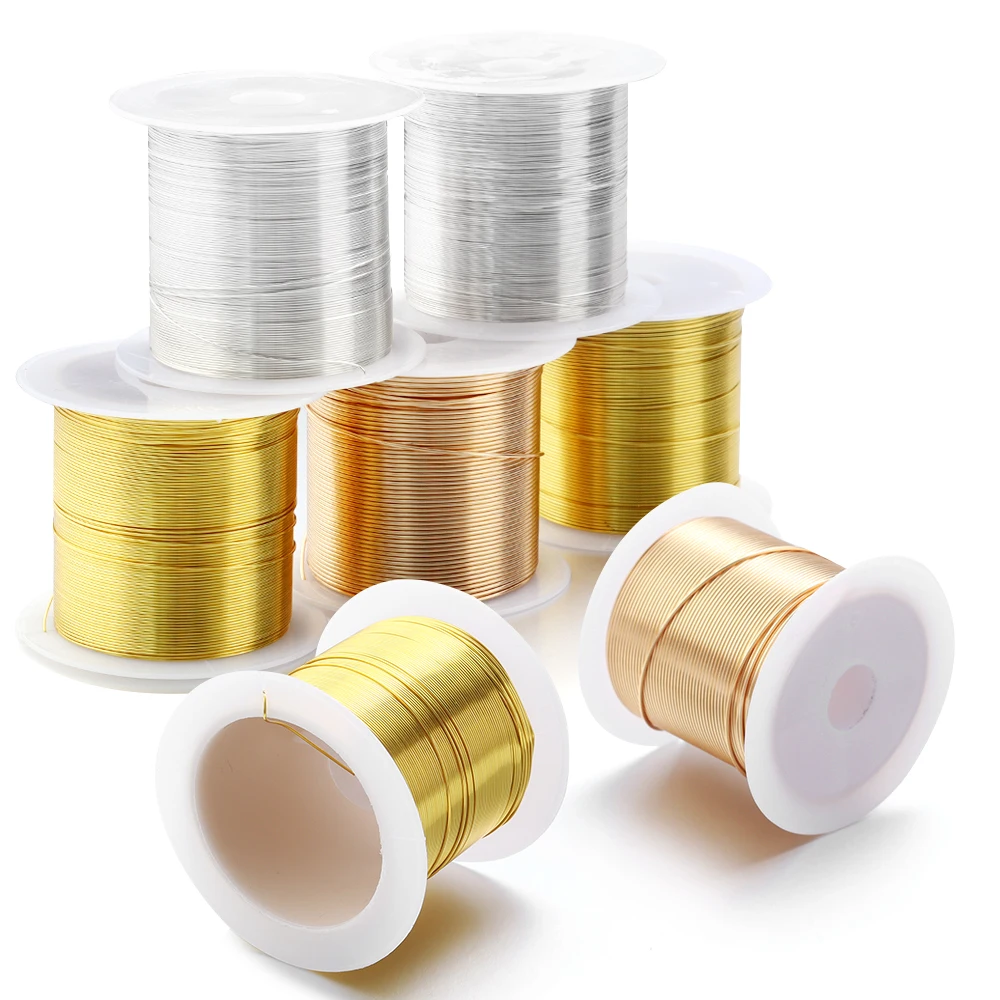 15-100Meters/Roll Gold Plated Copper Wire Bead Thread DIY Jewelry Making Metal Wire For Handmade Bracelets Jewelry Crafts