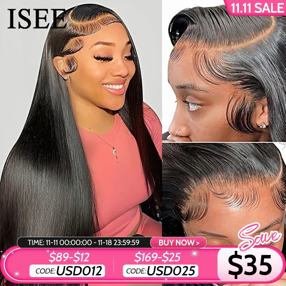 ISEE HAIR Wig Malaysian Straight 13x4 HD Lace Frontal Wig Pre Bleached Knots Wigs For Women 4x4 Lace Wig Human Hair Wigs