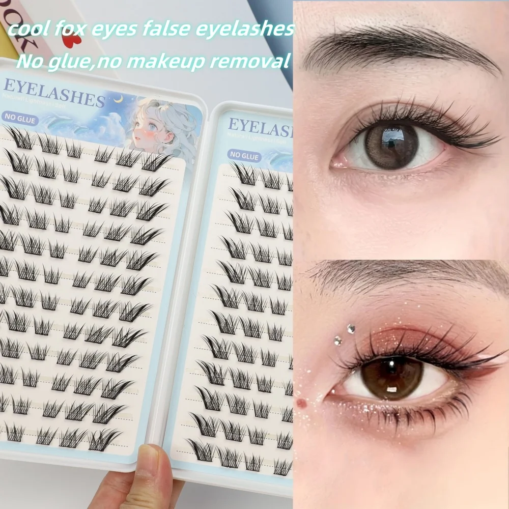 علبة واحدة من الرموش اللاصقة الحرة، 144 مجموعة من الرموش الصناعية ذاتية اللصق، رموش صناعية عين القطة، 10-12 مم ذاتية التمديد #2