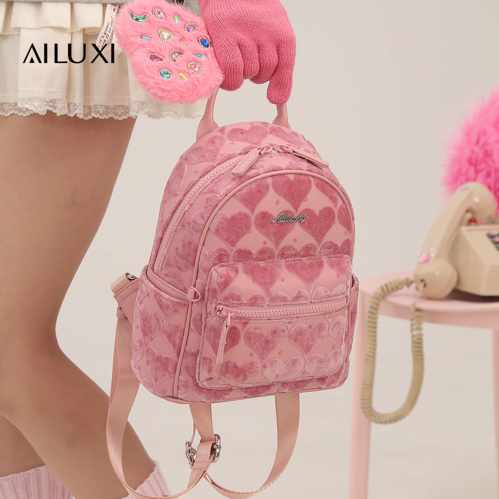 

AILUXI Women's Backpack Fashion Pink Cute Versatile Bag Large Capacity Luxury Original Designer Handbag Back To School Gift