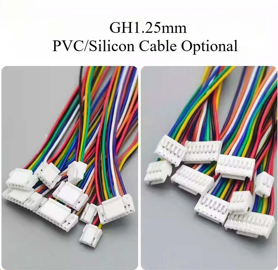 10pcs Micro GH1.25 Silicon/PVC 2P 3P 4P 5P 6pin wt Latch 20cm Single End Male Plug Housing Termianl Wire Cable Connector