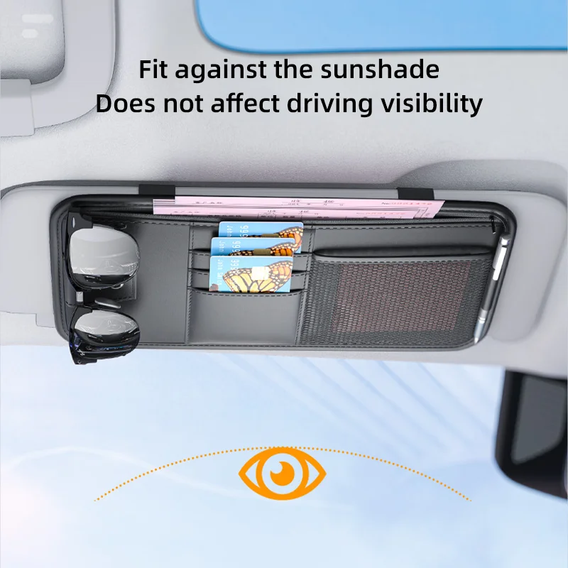 Car Sunshade Storage Bag for Honda nx500 Civic Fit Accord CRV HRV Jazz Odyssey Multi-Pocket SunVisor Organizer Sunglasses Holder