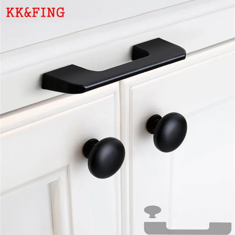 KK & FING-Modern Simples Alloy Alças de Móveis, Preto e Ouro, Maçaneta, Armário de Cozinha, Puxadores de Gaveta, Móveis Hardware