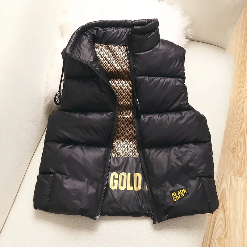 

Winter Warm Girls Boys Cotton Lined Turtleneck Drawstring Zip Puff Vest Child Therme Waistcoat School Kids Outfit Tops 5-14Years