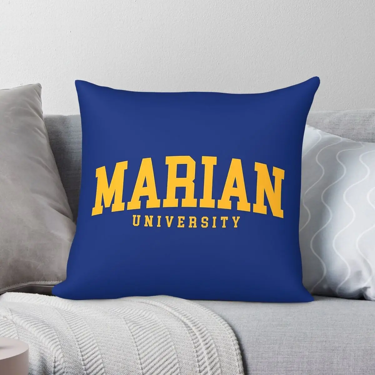 Marian University Font Curved Square Pillowcase Polyester Linen Velvet Printed Decor Throw Pillow Case Home Cushion Cover 45x45