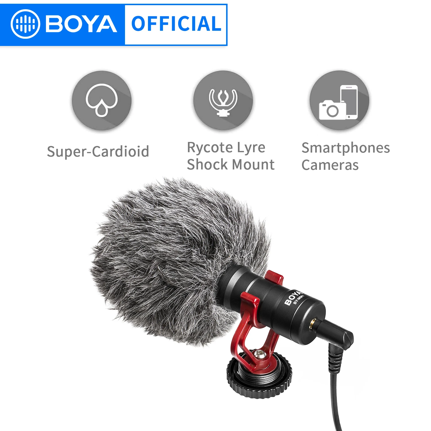 BOYA BY-MM1 Professional Cardioid Shotgun Microphone for iPhone Android Smartphone PC Canon Nikon DSLR Camera Recording Vlog