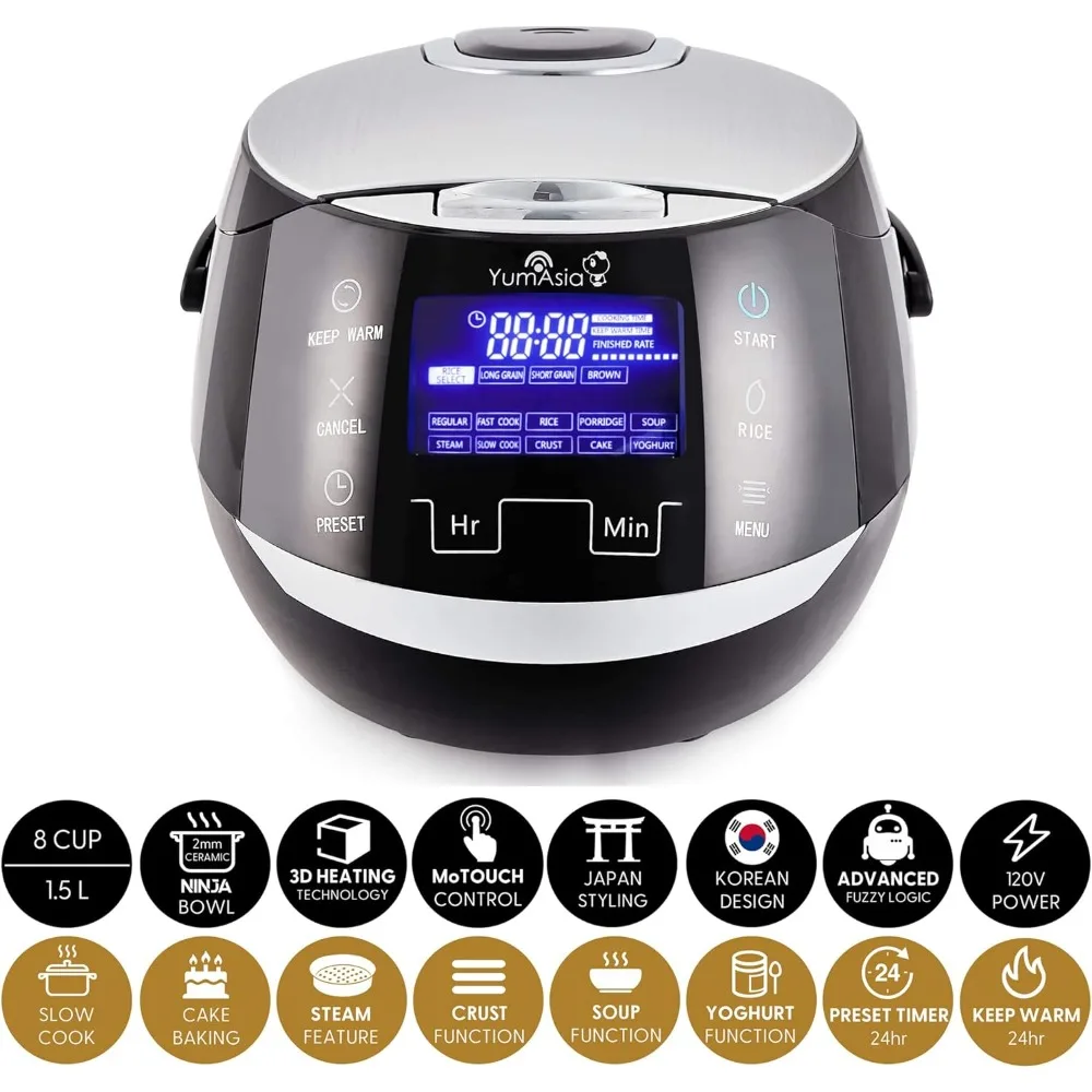 Rice Cooker with Ceramic Bowl and Advanced Fuzzy Logic (8 Cup, 1.5 Litre) 6 Rice Cook Functions, 6 Multicook Functions