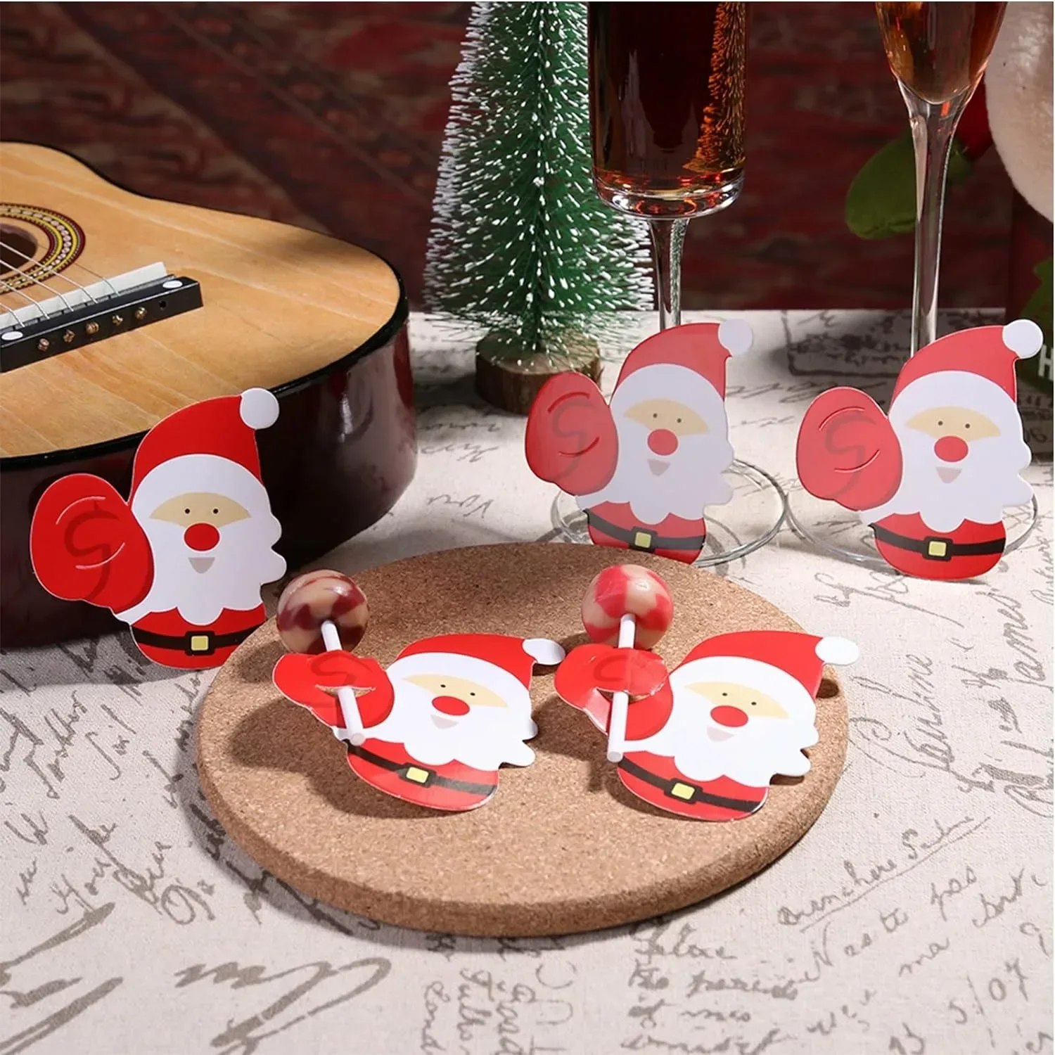 Świąteczne karty papierowe Lollipop Cartoon Santa Claus Penguin Snowman Kids Candy Gifts Package Wrapping New Year Party Decoration